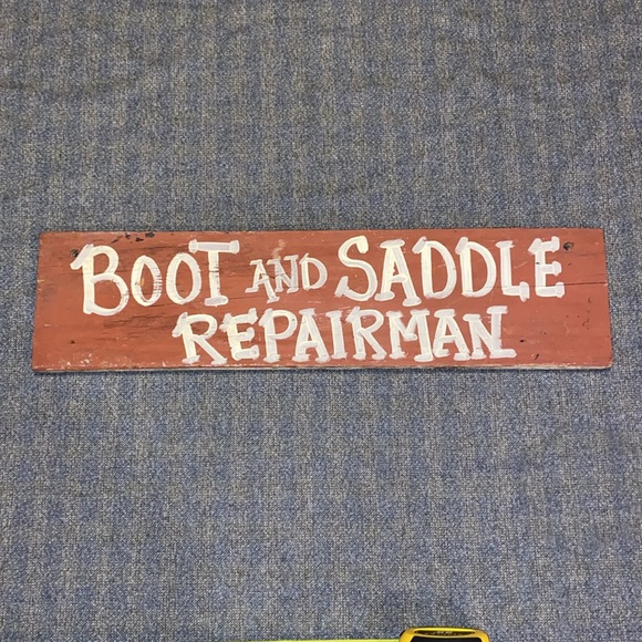 VTG Boot and Saddle Repairman wooden sign. 22 1/2 x 5 1/2 - Picture 1 of 9